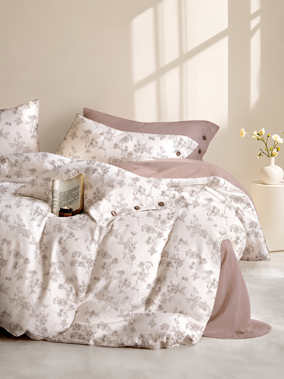 Blush rose 100% cotton bedding set